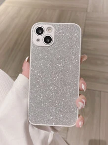 Elegant Silver Glitter Shiny Apple IPhone Case, Compatible With IPhone 16 Pro Max/16/16 Pro/16 Plus/15/15 Pro Max/15 Pro/15 Plus/11/12/13/14 Pro Max/XS/XR/11 Pro/11 Pro Max/12 Pro/12 Pro Max/13 Pro/13 Pro Max/7 Plus/14 Pro/14 Pro Max/14 Plus/7 Plus/8 Plus/8/SE2 Hard PC