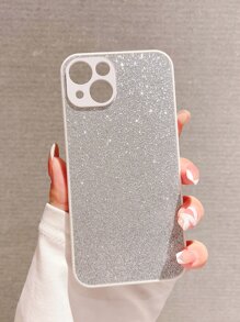 Elegant Silver Glitter Shiny Apple IPhone Case, Compatible With IPhone 16 Pro Max/16/16 Pro/16 Plus/15/15 Pro Max/15 Pro/15 Plus/11/12/13/14 Pro Max/XS/XR/11 Pro/11 Pro Max/12 Pro/12 Pro Max/13 Pro/13 Pro Max/7 Plus/14 Pro/14 Pro Max/14 Plus/7 Plus/8 Plus/8/SE2 Hard PC