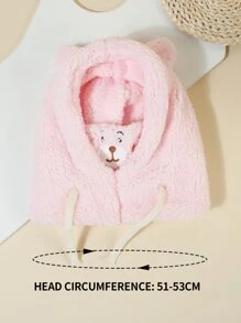 Toddler Girls Cartoon Bear Embroidered Fuzzy Hat - Pink - View 6