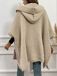 Batwing Sleeve Pocket Patched Cardigan - Khaki - View 2