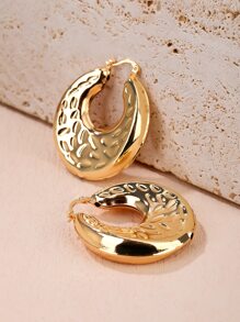 紋理質感幾何設計圓耳環