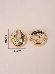 紋理質感幾何設計圓耳環