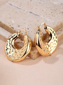 紋理質感幾何設計圓耳環