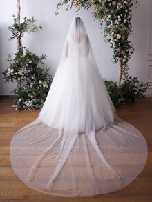 Minimalist Bridal Veil - Beige - View 1