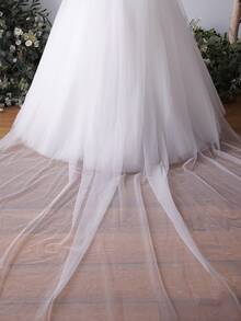 Minimalist Bridal Veil - Beige - View 3