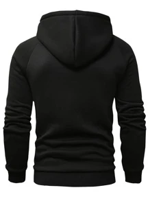 Manfinity Homme Lỏng lẻo phù hợp Nam Đồ họa Chữ cái Hoodie Với Túi kangaroo , Tay Raglan Và Dây rút - màu đen - Xem 2