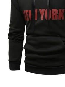 Manfinity Homme Lỏng lẻo phù hợp Nam Đồ họa Chữ cái Hoodie Với Túi kangaroo , Tay Raglan Và Dây rút - màu đen - Xem 3