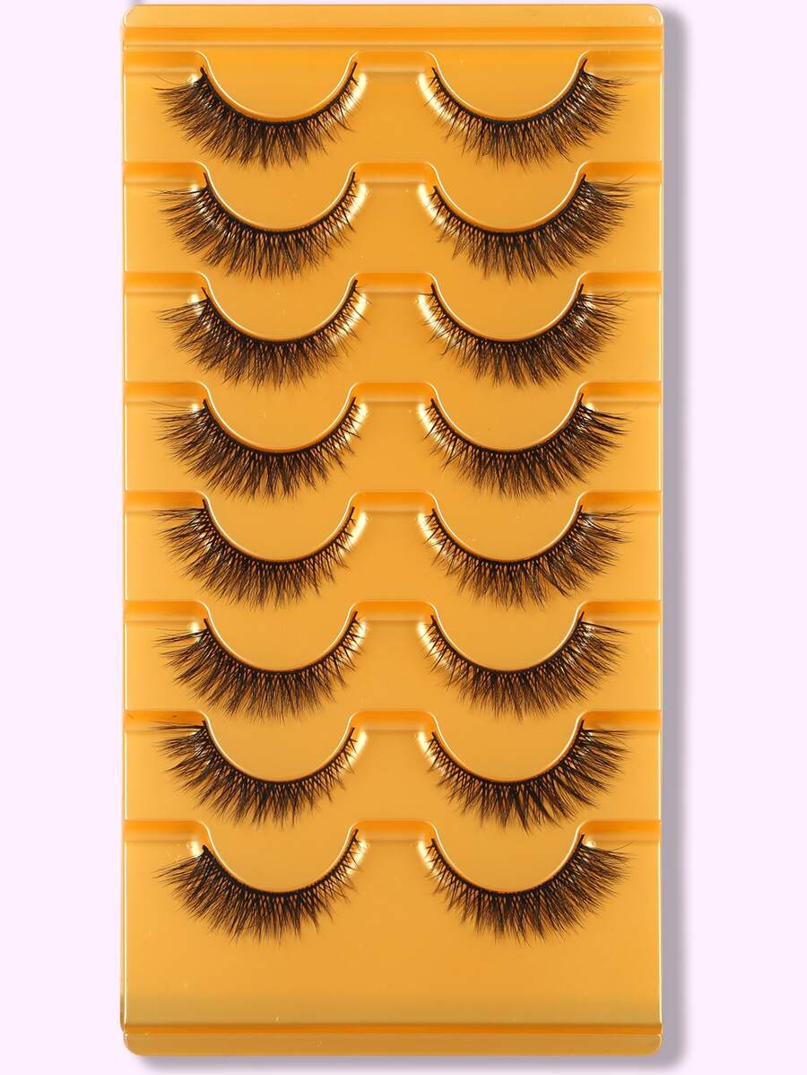 Himirell 8 Cặp/lô Lông mi giả màu đen kiểu dáng tự nhiên, đầu cong và mềm mại - màu đen - Xem 1