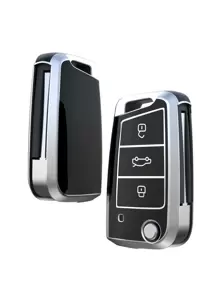 1pc Protective Cover For Car Key - Black - View 2