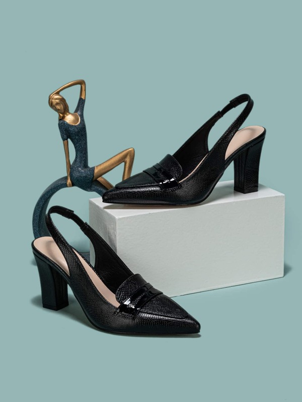 Tacones de plataforma con correa en el talón con estampado de piel de serpiente, elegantes