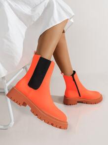 雙色側邊拉鏈切爾西靴