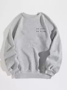 SHEIN EZwear 標語圖案加絨內裏運動衫