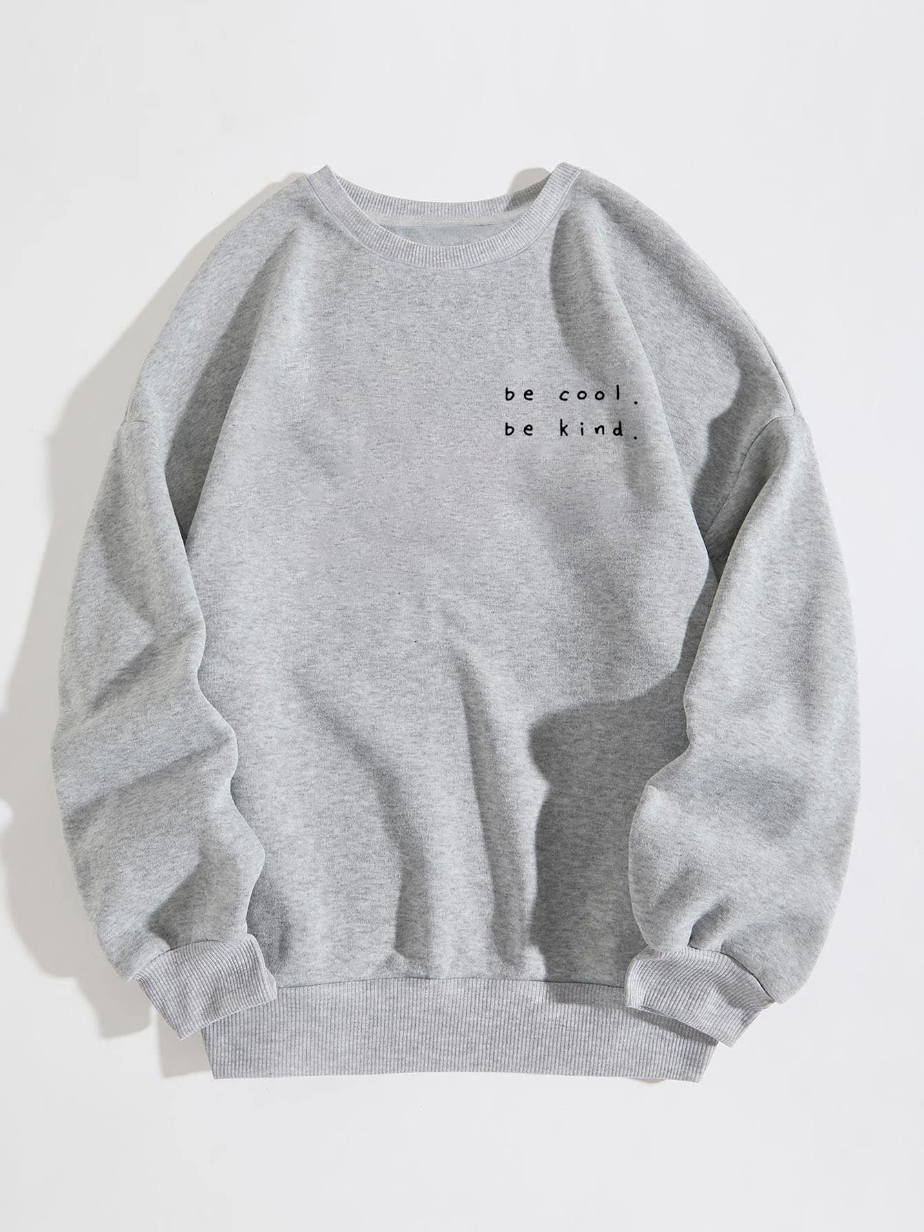 SHEIN EZwear 標語圖案加絨內裏運動衫