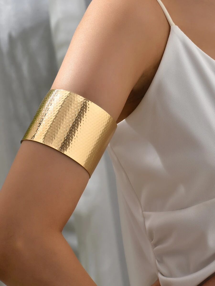 紋理質感臂環 - 金黃色 - 查看 1