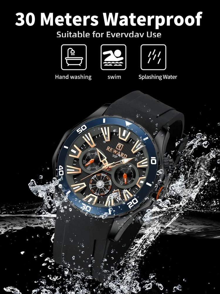 REWARD Men Watches Orologio Da Polso Analogico Al Quarzo Con Data