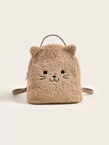 女孩卡通設計後背包 - 卡其色 - 查看 2