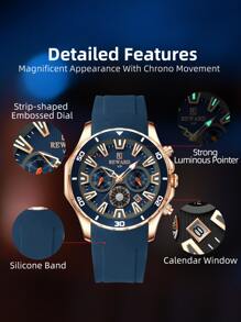 REWARD VIP New Design Watch for Men Fashion Quartz Wrist Watch Waterproof Chronograph Luminous Sport Wristwatch - Blue - View 4