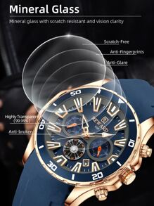 REWARD VIP New Design Watch for Men Fashion Quartz Wrist Watch Waterproof Chronograph Luminous Sport Wristwatch - Blue - View 5