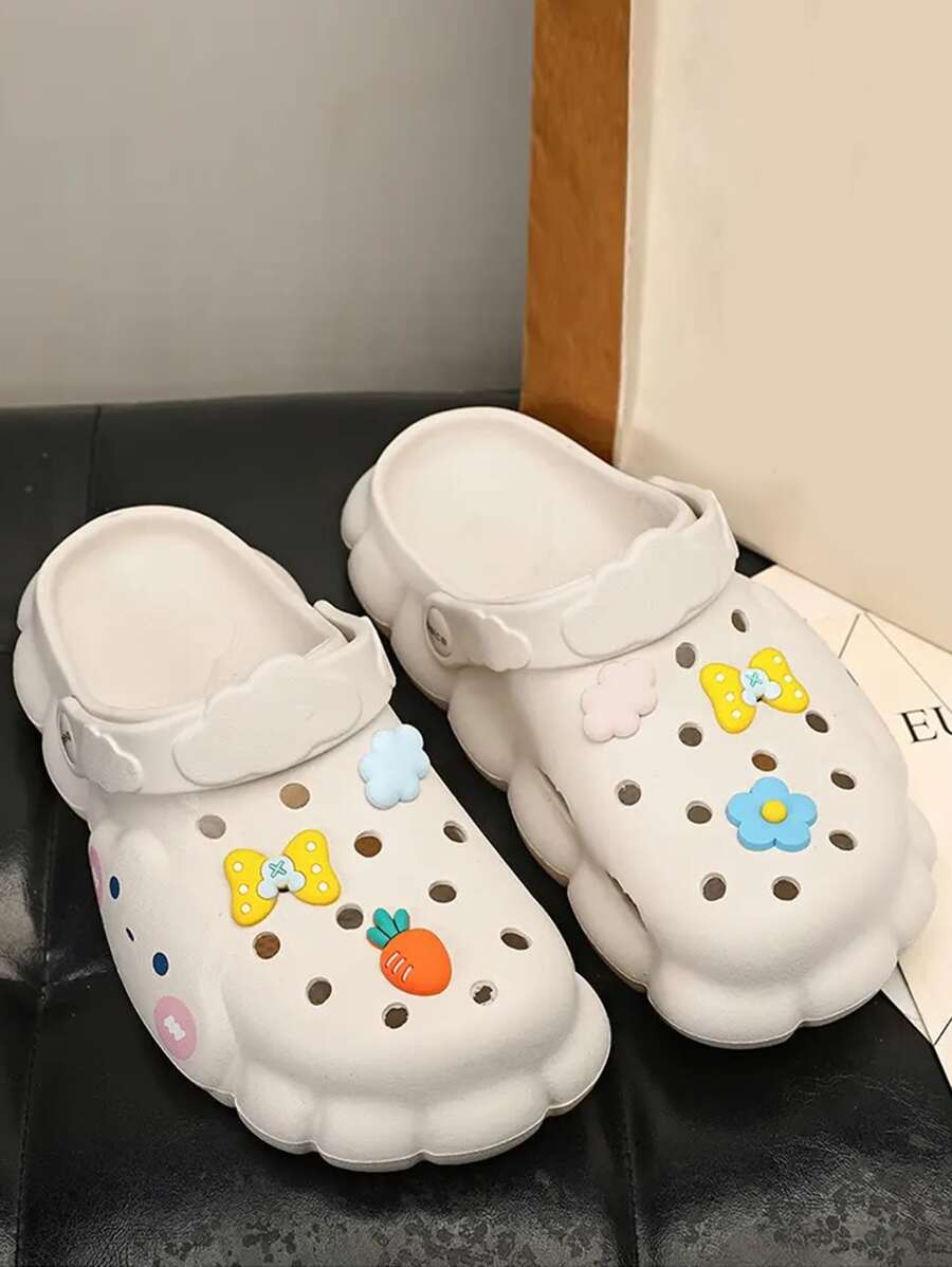 Carrot & Bow Decor Hollow Out Vented Clogs - Beige - View 1