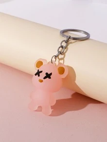 Cartoon Bear Charm Keychain - Pink - View 1
