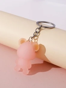 Cartoon Bear Charm Keychain - Pink - View 2