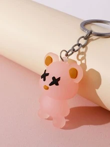 Cartoon Bear Charm Keychain - Pink - View 3