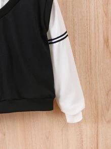 Boys Striped Tape 2 In 1 Pullover & Joggers - Black and White - View 7