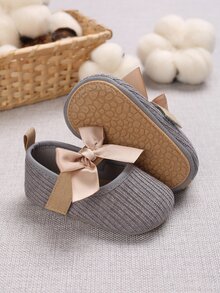 Baby Bow Decor Mary Jane Flats - Grey - View 2