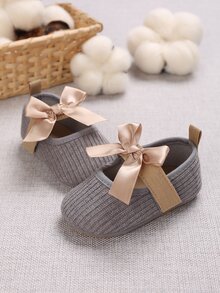 Baby Bow Decor Mary Jane Flats - Grey - View 3