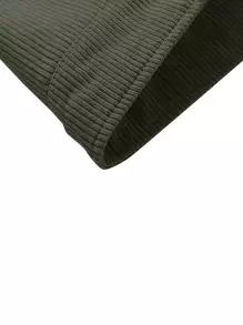 男士毛絨內襯前紐扣燈芯絨夾克 - 軍綠色 - 查看 5