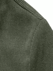 男士毛絨內襯前紐扣燈芯絨夾克 - 軍綠色 - 查看 4