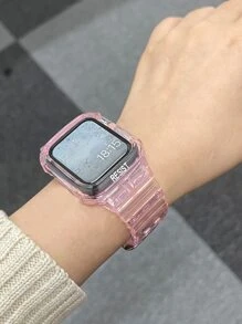 1pc Clear Watchband Tương thích với Apple Watch - Hồng - Xem 3