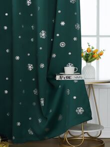 Christmas Snowflake Print Single Panel Blackout Curtain - Blue - View 7