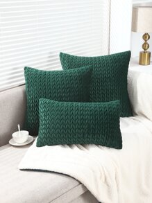 1入組幾何刺繡天鵝絨枕套帶滾邊 - 墨綠色 - 查看 1
