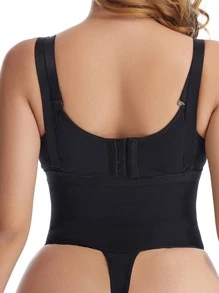 Hook & Eye Front Shapewear Bodysuit - Black - View 2