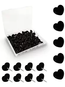 50 cái đinh ghim thiết kế trái tim - màu đen - Xem 1
