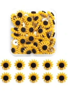 20pcs Sunflower Design Pushpin - Multicolor - View 1