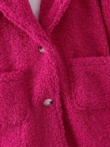 小女童西裝領雙口袋絨毛外套無毛衣