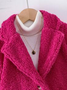 小女童西裝領雙口袋絨毛外套無毛衣