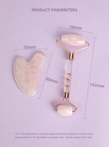 Jade Roller & Gua Sha Facial Tools Set Natural Rose Quartz Jade Face Roller Massager Tools For Body SPA Relax Massage Stone,Beauty,Skin Care Products,Spa,Self Care,Skin Care Tools,Face Care,Esthetician Supplies,Massage,Face Massage Tool,Face Roller - Baby Pink - View 4