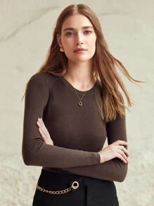 MOTF PREMIUM CASHMERE-MIX SLINKY Jumper - Chocolate Brown - View 6