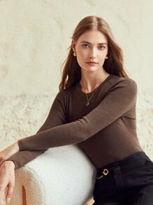 MOTF PREMIUM CASHMERE-MIX SLINKY Jumper - Chocolate Brown - View 8