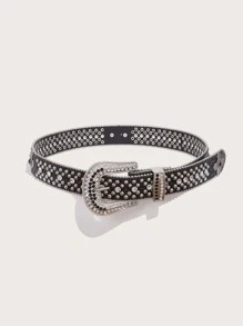Rhinestone & Studded Decor Belt Street - Black - View 1