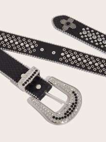 Rhinestone & Studded Decor Belt Street - Black - View 3
