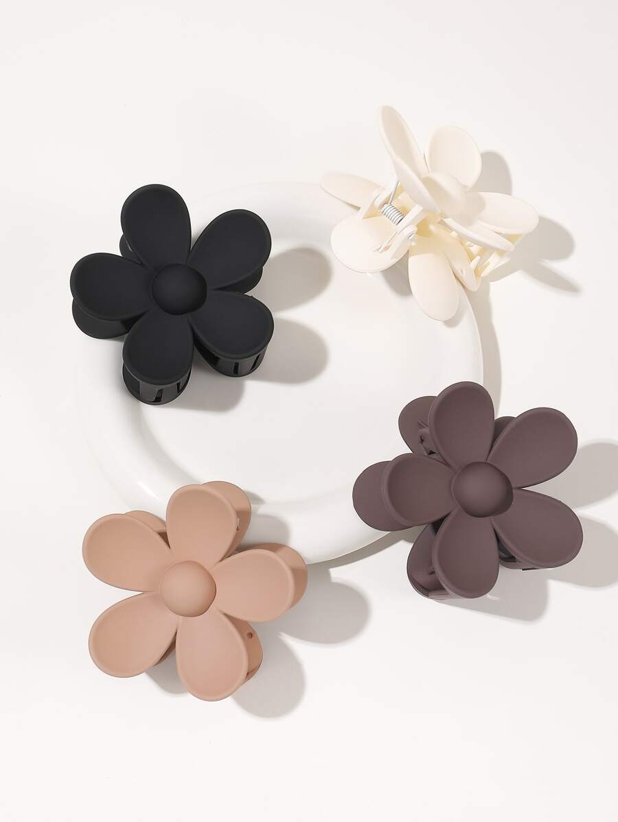 4 piezas Garra de pelo con diseño de flor elegante - Multicolor - Ver 1
