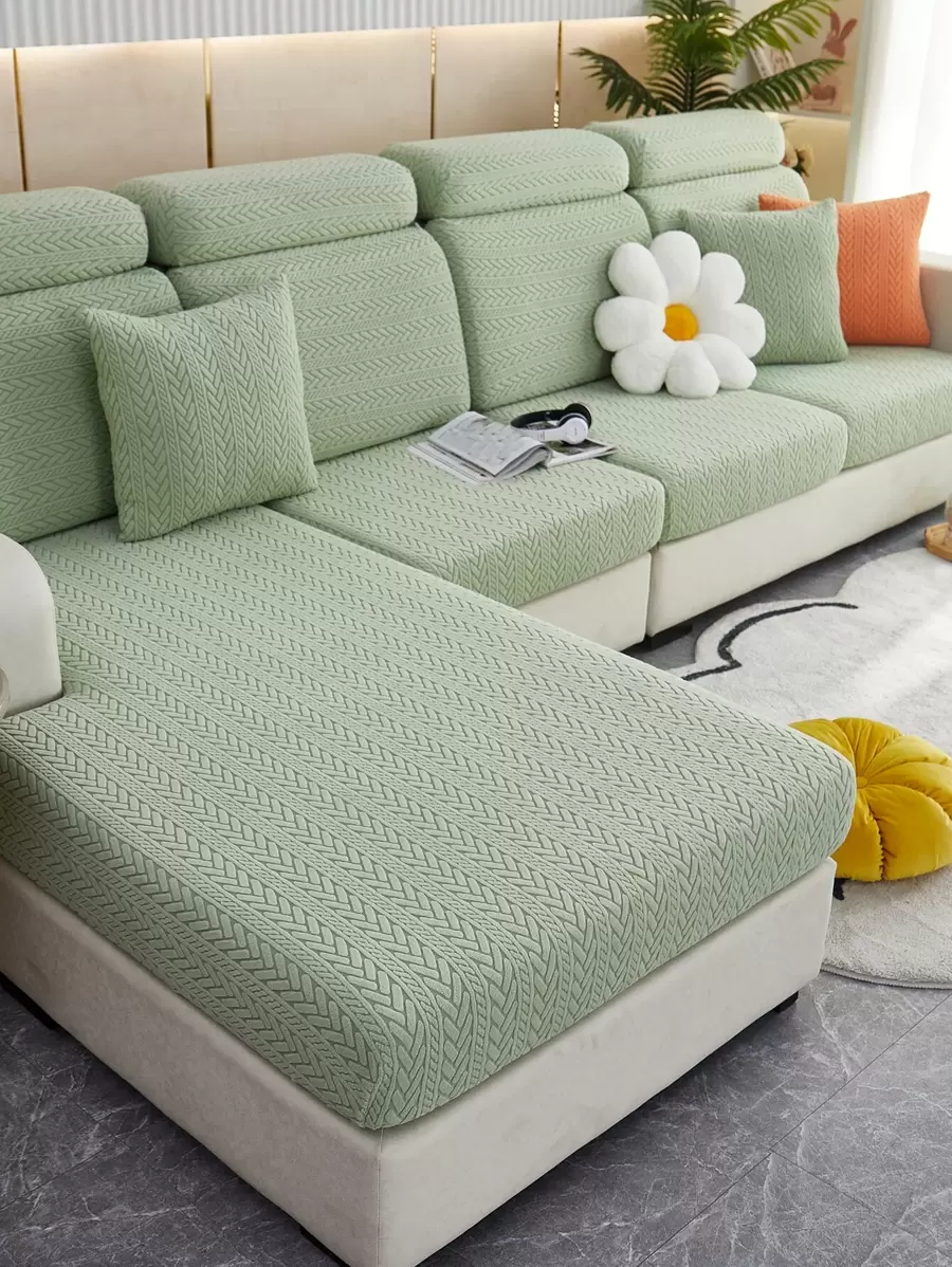 1pc Plain Design Sofa Seat Cover - Green - View 1