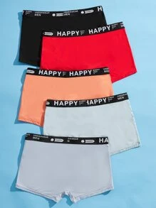 Men 5pcs Letter Tape Boxer Brief - Multicolor - View 2
