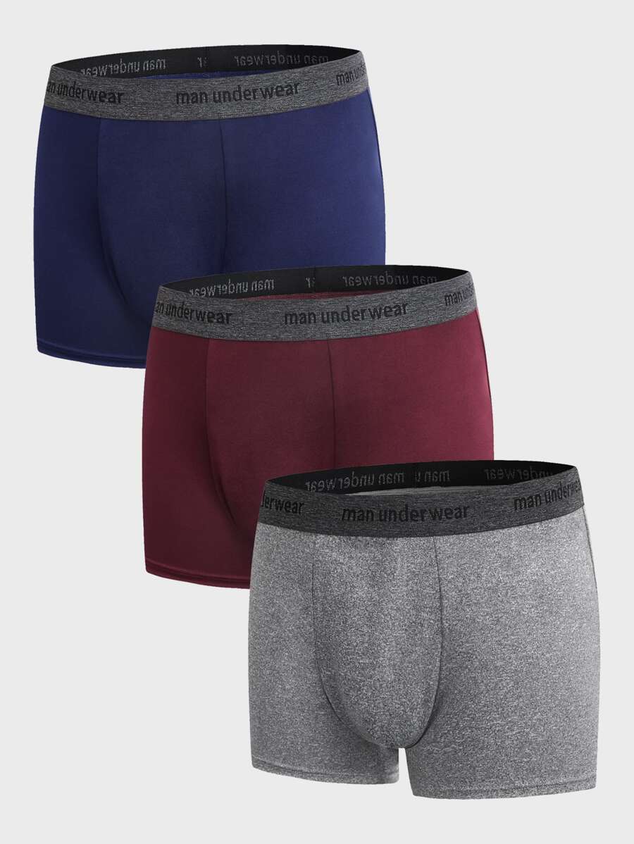 SHEIN Extended Sizes Men 3pcs Letter Tape Boxer Brief - Multicolor - View 1