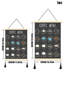 1pc Modern Minimalist Style, Hand-painted Coffee Cups With Black Background Printed On Canvas, Suitable For Coffeeshops And Tea Shops, Reusable And Removable Wall Decor Frameless Artwork - Multicolor - View 3