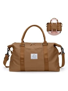 Bolso de lona con diseño de parche - Marrón - Ver 1